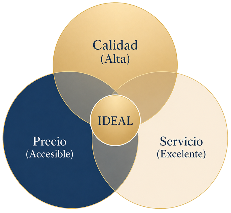 Diagrama de Calidad, Precio y Servicio: la intersección ideal para nuestros clientes